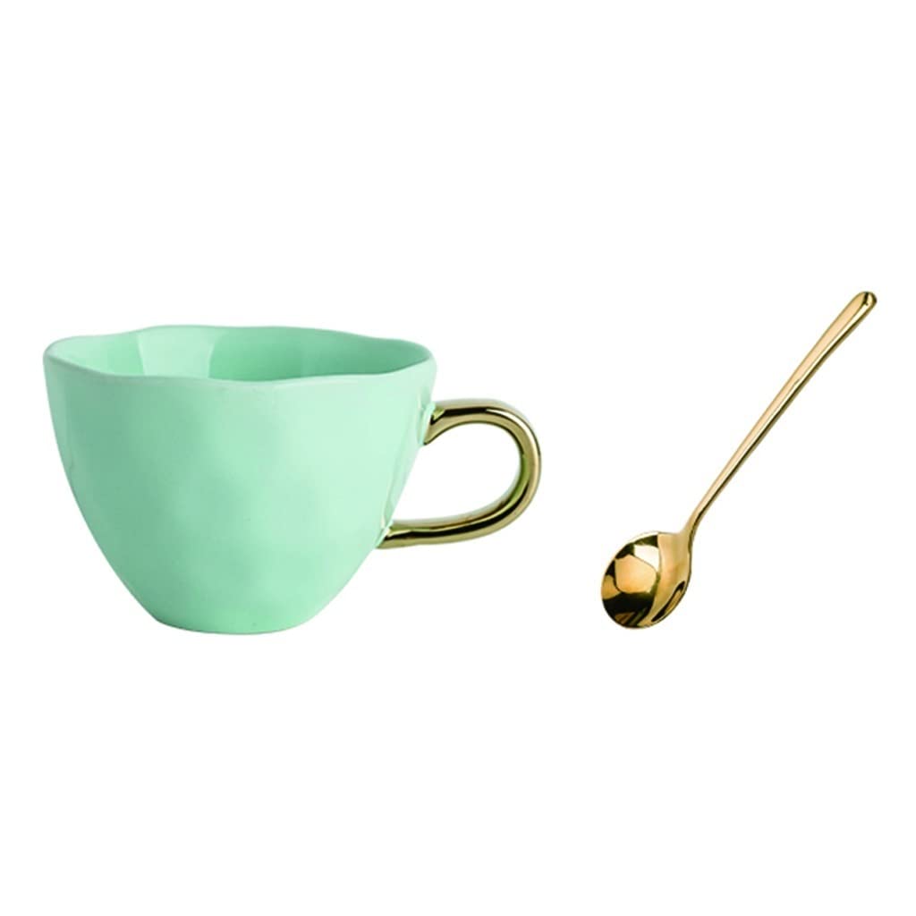 Taza para Beber, Taza de café de cerámica, Taza con Cuchara, Taza para Beber Agua y Tazas para el hogar, aptas para lavavajillas, refrigeradores, microondas, Juego de Tazas para café