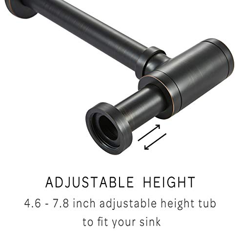 Brass Round Bottle P Trap, Basin Sink Waste Trap Drain Tube Kit Adjustable Height, Oil Rubbed Bronze Finished #TOP3