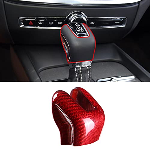 taruisixt Fit for Volvo XC60 XC90 S60 V60 S90 V90 Real Carbon Fiber Center Console Shift Knob Head Trim Cover Car Interior Decoration (Style B All-Inclusive Red)