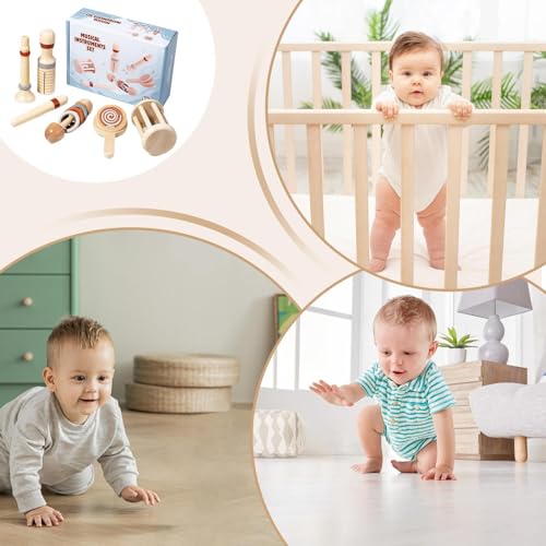 Wooden Baby Rattle Set, Wooden Hand Rattles, Educational Rattle Toys, Soothing Baby Rattle, Wooden Baby Rattle Set With Soothing Sounds And Educational Learning Toy For 12-Month-Old Babies - Image 6