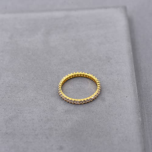 Vescence 18K Gold Plated Dainty Vertical Baguette Eternity Band | Cz Stacking Ring In Gold | Womens Gold Stackable Ring Promise Ring Wedding Jewelry Hypoallergenic [Size 7], Ves-2021-R-3-S7 #TOP6