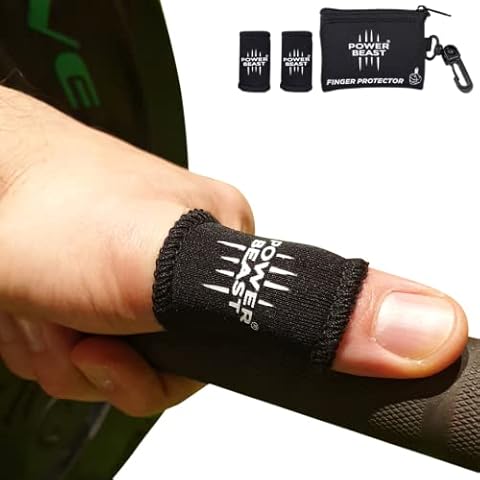 POWER BEAST Thumb Sleeves Protector, No More Tape, Hook Grip, Nubs for Protect Fingers, Prevent Calluses, Blisters, and Tears, Crossfit, Olympic Weightlifting, Powerlifting | Pair + Bag. (S) Cover