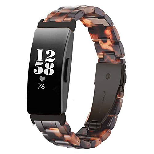 Ayeger Resin Band Compatible with Fitbit Inspire HR/Inspire/Ace 2 Fitness Tracker Women Men Resin Accessory Black Buckle Band Wristband Strap Blacelet Smart Watch Fitness (Black)