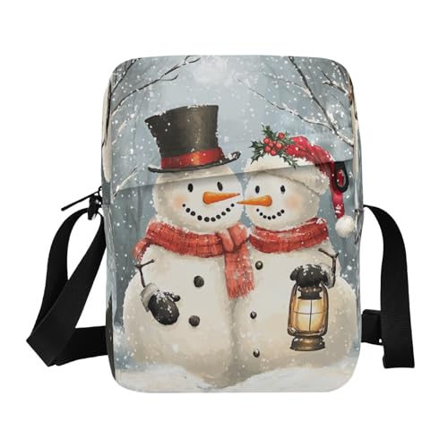 Crossbody Bag Christmas Snowman Winter Messenger Bag for Women Men Purse Shoulder Bag Satchel Bag with Adjustable Strap 202b6829