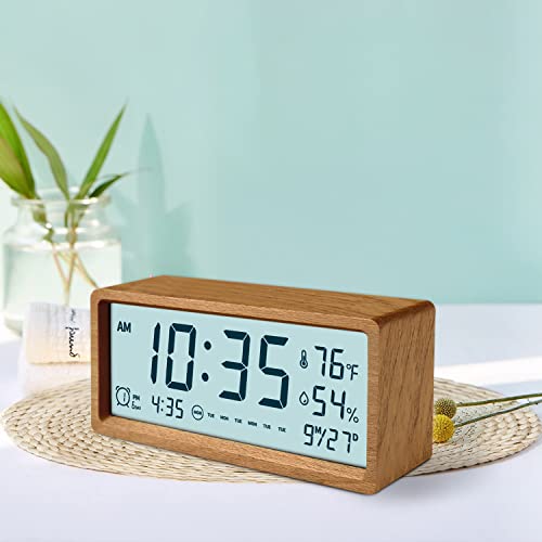 Smart Cute Digital Alarm Clock Snooze Wake Up Desk Clock Night Stand Clock Digital Bedside Tables Wood Alarm Clock For Heavy Sleepers Adults Large Display Alarm Clocks For Bedrooms Office Kids Toddler #TOP6