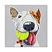 SEVEN WALL ARTS - Funny Dog Painting Modern Cute Animal Artwork Cute Dog' Face Closeup Canvas Wall Art Stretched and Framed Ready to Hang Living Room Kids Room Decor 20 x 24 Inch
