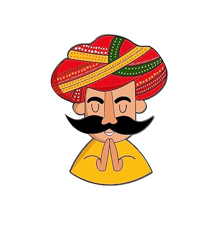 Image of Wooden Fridge Magnet for Refrigerator Home, Kitchen and Office Decoration Multicolor (Rajasthani Turban Man)
