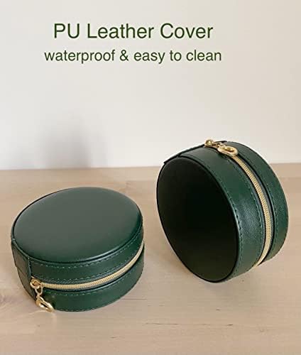 Jewelry Box for Women, Small Leather Jewellery Case for Kids Girls, Travel Organiser, A Gift for Her, Dark Green