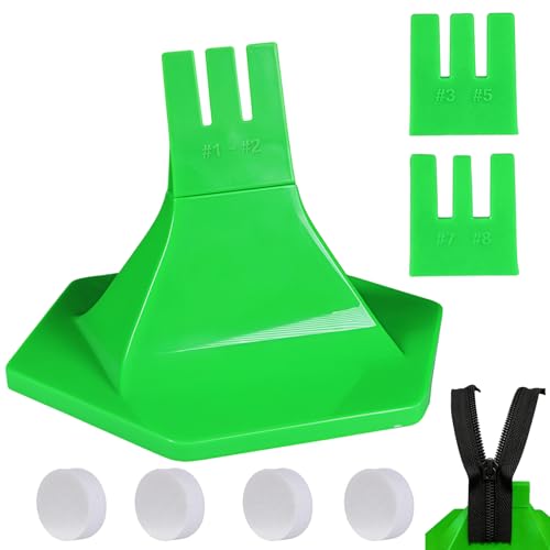 3-Prong Zipper Jig Tool with Adhesive Base for 6 Size #1#2#3#5#7#8 Zippers Portable Zipper Pulls Installation and Repair on Clothing and Bags (Green)