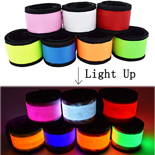 Amnquerxus Led Glow Slap Bracelet, Light Up Wristband 6-Pack High Visibility Safety Band For Cycling Walking Running Concert Camping Outdoor Sports-Fits Women, Men & Kids, Orange #TOP1