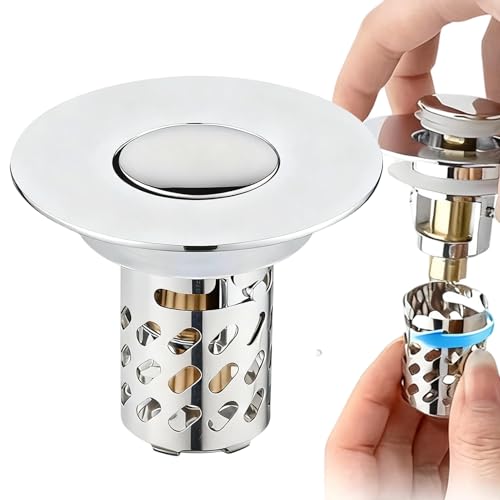 Cesto scolapasta per lavello, 6 x 6,4 x 2,8 cm, tappo per lavandino da bagno, in acciaio, tappo di scarico a maglia fine, inserto per lavabo a prova di intasamento per bagno, Wa
