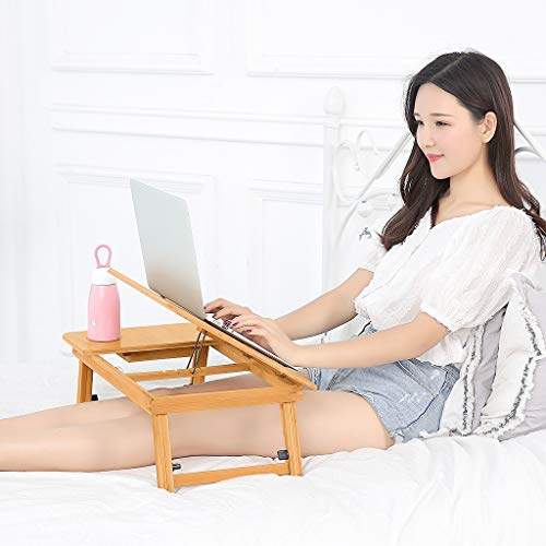 Lap Desk, Portable Height Adjustment Bed Laptop Tray Desk Foldable Lazy Table Bed Tray with Drawer