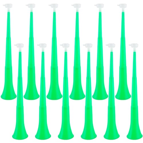 Hoarost 12 bocinas plegables de plástico para estadio, de 61 cm, para eventos deportivos, campus, deportes, reuniones, suministros de fiesta temática (verde)