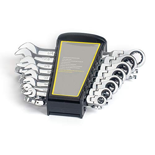 80% Off Discount 16 -Piece Flex-Head Ratcheting Wrench Set,Both SAE and Metric Chrome Vanadium Steel Hand Combination Ratchet Set of Wrench