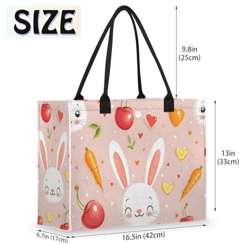 Bunny Fruits Tote Bag for Women Large Beach Bag Reusable Tote Bags for Work Travel Beach Shopping2