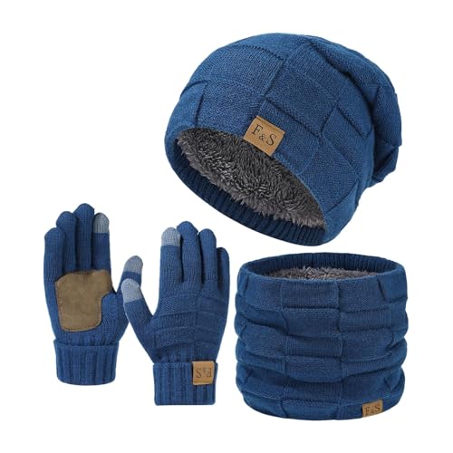 Ensemble écharpe bonnet gants femme 3 en 1 tricoté thermique pour sports d'hiver