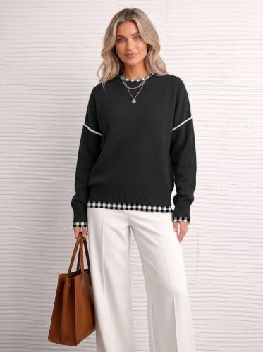 Image of Womens Sweaters Causal Crewneck Batwing Sleeve Knit Top Side Split Oversized Pullover Sweater Loose Jumper