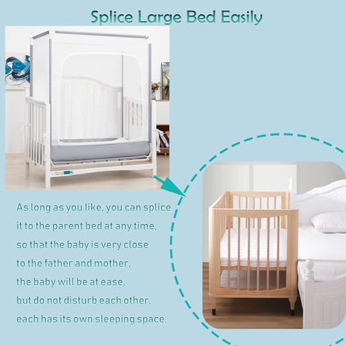 Image of 2025 Upgrade Crib Tent to Keep Baby from Climbing Out, Crib Net to Keep Baby in, See Through Crib Cover for Safety, Mosquito Net for Crib with Strong Mesh and Durable Zipper, Easy to Install (Gray)