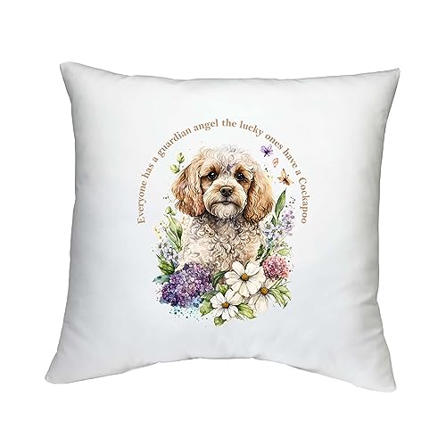 Image of Shopagift Cockapoo Cushion Cover Pet Dog Lover Guardian Angel Gift Bedroom Lounge Accessory - 40cm x 40cm