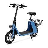 Windhorse C2-BLU Urban Cruiser Foldable Electric Scooter for Adults with Seat & Carry Basket - Blue