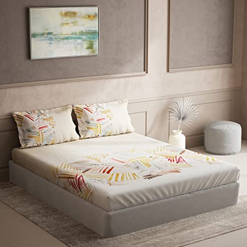 Image of DDECOR - Stock 100% Cotton Double Bedsheet with 2 Pillow Covers, King Size, Brown