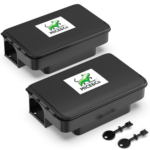 Mice&Co 2 x Bait Boxes for Rats and Mice - Professional Poison Bait Station | Rat & Mouse Traps - Effective Indoor & Outdoor Heavy Duty, Tamper Resistant & Lockable