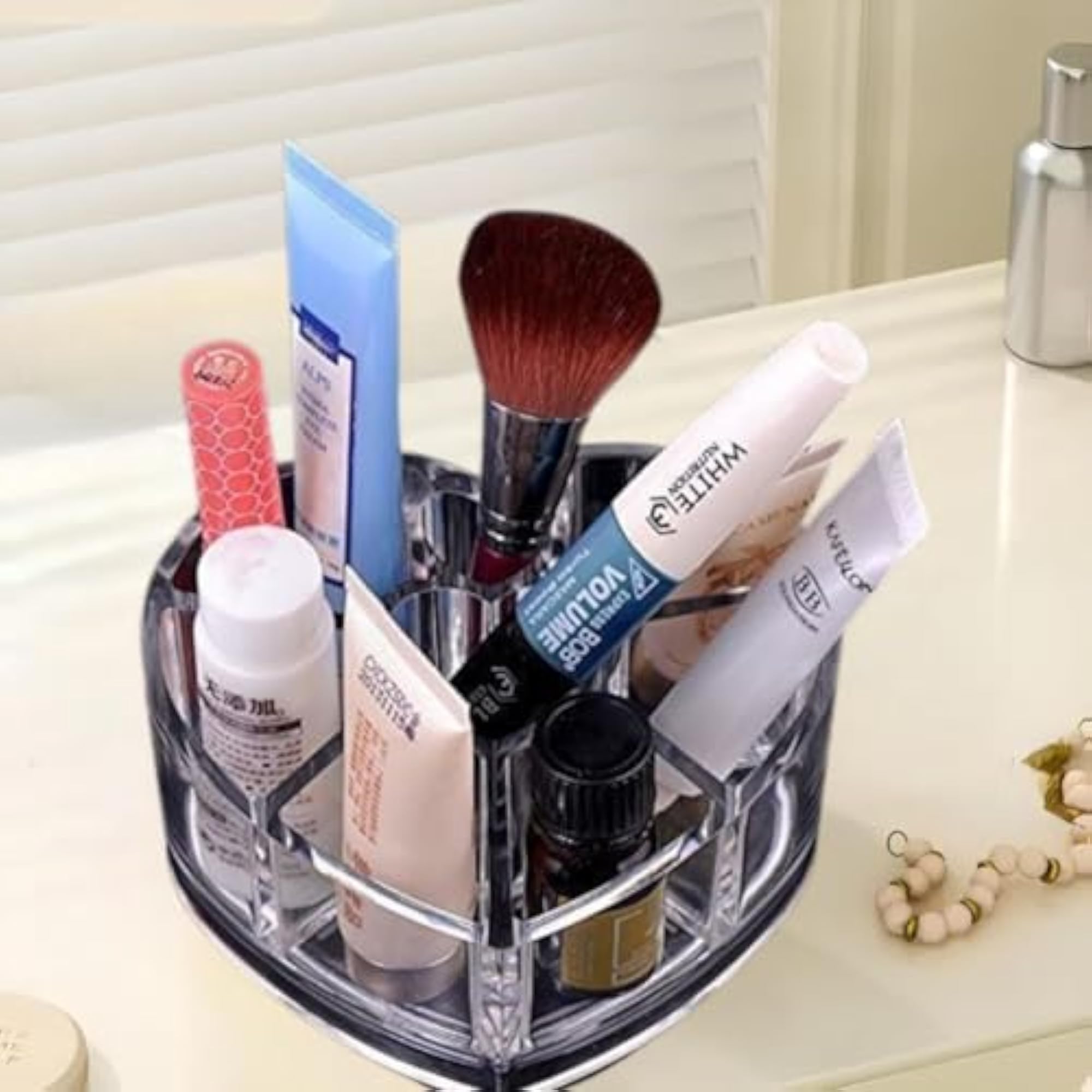 Heart Shape Transparent Acrylic Cosmetic Organizer