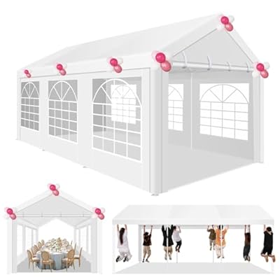 COBIZI 10x20ft Party Tent Heavy Duty Wedding Canopy for Events, 4 Removable Sidewalls, Built-in Sandbag, UV50+, Waterproof, White