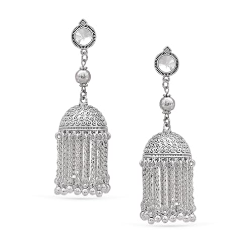 Image of Rubans Oxidised Jhumka Earrings Ghungroo Boho Statement Jewellery Gift for Women & Girls