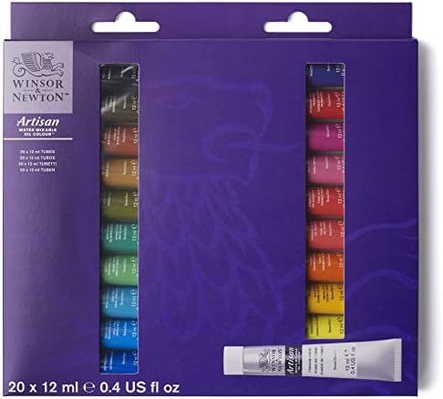 Winsor & Newton Artisan Water Mixable Oil Color Paint, 0.4-oz (12xml) Tubes, Set of 20