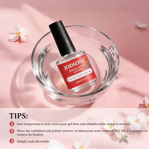 Image of JODSONE Professional Gel Nail Polish Remover Kit:3Pcs Quick 15ML Gel Nail Polish Remover,2 Sanding Strips and Steel Pushers,Complete with Professional and Highly Efficient Tools,Safe Remove at Home