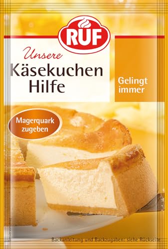 RUF Käsekuchen-Hilfe, Creme-Pulver für eine Käsekuchen-Masse, nur Milch & Quark hinzugeben, gelingt immer, glutenfrei & vegan