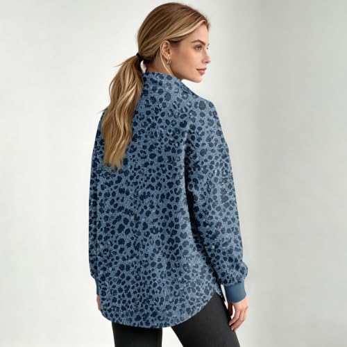 Womens Quarter Zip Sweatshirt Cheetah Leopard Comfy Pullover Sweatshirt - image 6