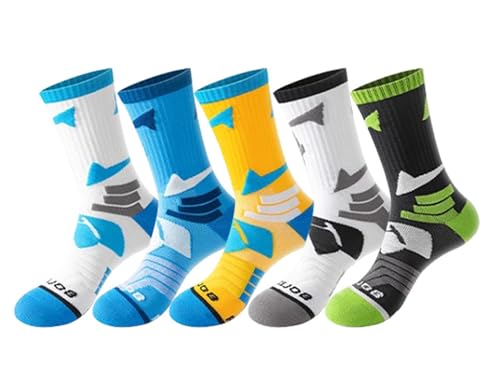 SANANG Calcetines Deportivos Profesionales, Transpirables con Soporte de Arco, Pack de 5 Pares, Multicolor (FR/ES, Números, 39, 44, Regular, Regular, 5128-5Pares)