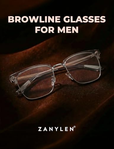 Image of ZanyLen Blue Light Glasses Men Rectangle Large Browline Computer Gaming Glasses