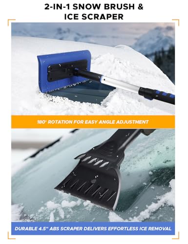 Image of EcoNour 49 inch Snow Broom with Ice Scraper for Car Windshield & Windows