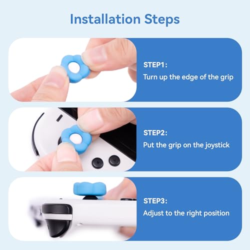 Image of GeekShare Cross D-Pad Button Caps Thumb Grips Set,Silicone ABXY Key Buttons Sticker Compatible with Switch /OLED Joy Con (Blue & Purple)