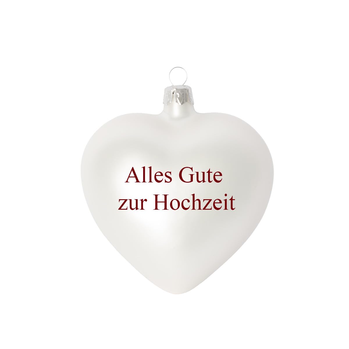 Weihnachtskugel in Herzform individuell mit ihrem Text oder Foto Bedruckt - Ø 9cm aus Glas - Christbaumkugel mit Digitaldruck (Seidenmatt) (Weiss, 12)