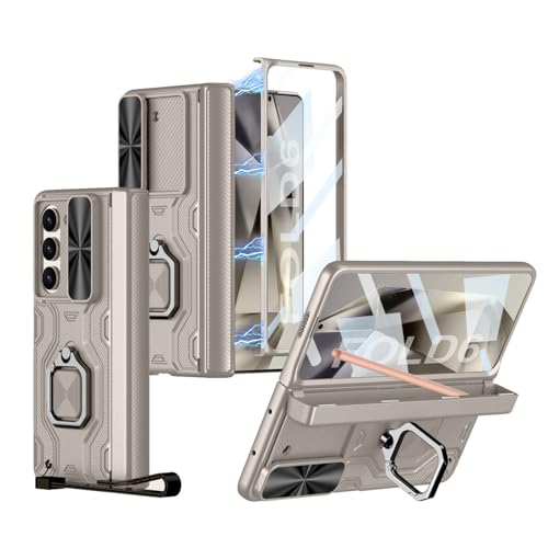 Galaxy Z Fold 6�p�P�[�X�A�w�r�[�f���[�e�B�[�ȏՌ��ی�A�����X�N���[���ی�&�J�����ی�A�B���y���X���b�g�ALanyard Fold 6�p�P�[�X (Galaxy Z Fold6�p,���C�g�O���[)