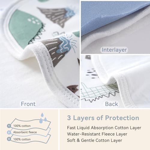 Yoofoss Baby Burp Cloths 100% Organic Cotton 5 Pack Burping Cloths for Babies Boys Girls Large 21\'\'X10\'\' Extra Soft and Absorbent Dinosaur