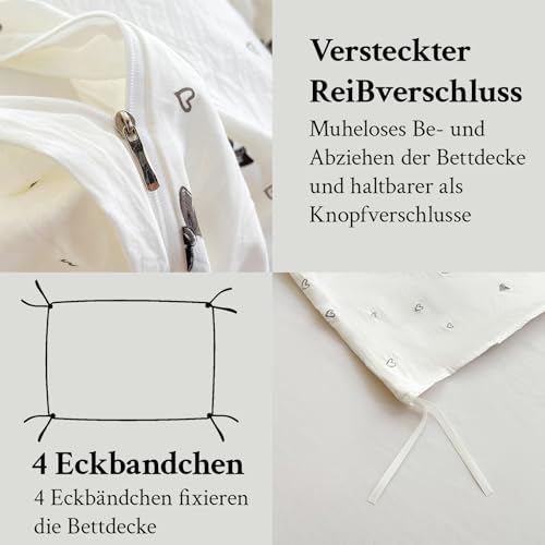 Parure de lit fille avec nœuds et cœurs pour chambre romantique