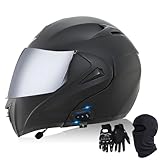 Cascos modulares de moto con Bluetooth, casco integral abatible con doble visera homologado ECE, con doble altavoz y micrófono, para adultos (hombres y mujeres) 2,M(57-58CM)