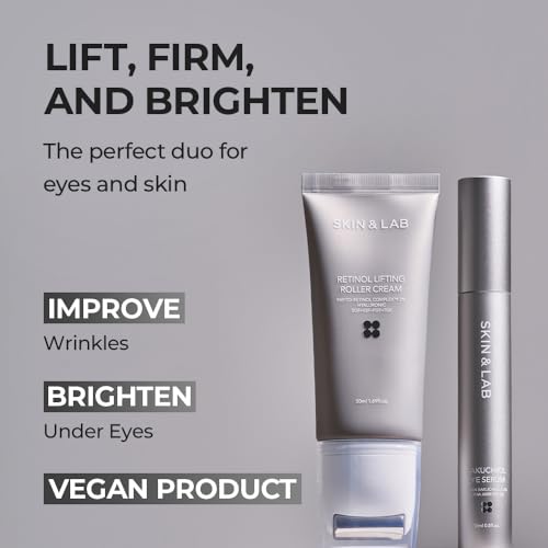 [SKIN&LAB] Conjunto duplo de rolos antienvelhecimento, inclui rolo de elevação Bakuchiol para olhos