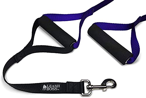 Leashboss Original - Heavy Duty Dog Leash For Large Dogs - No Pull Double Handle Training Lead For Walking Big Dogs - Dog Leashes With Padded Handle For Control And Safety (Purple) #TOP1