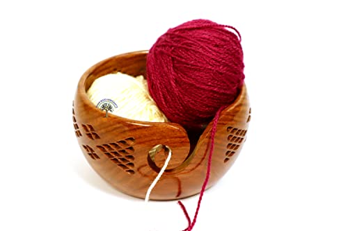 Wooden Yarn Bowl Knitting Bowl Yarn Holder Dispenser Handmade Yarn Storage Bowl Knitting Crocheting Accessories Wool Holder