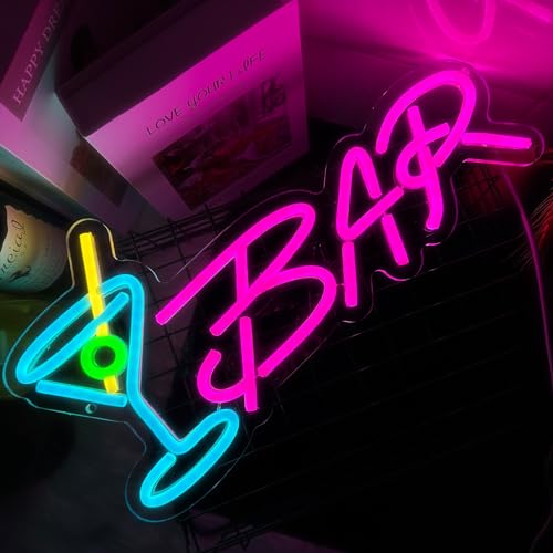 Image of Bar Neon Sign Neon Bar Signs for Home Bar LED Lights up Beer Signs for Party Wall Decor Man Cave Neon Light for Bar Pub Restaurant Christmas Gift, LED Business Bar Signs
