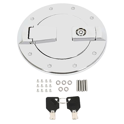 ALMULOO Fuel Gas Tank Cover Compatible with 2003-2009 Hummer H2 SUV SUT Locking Fuel Door Silvery