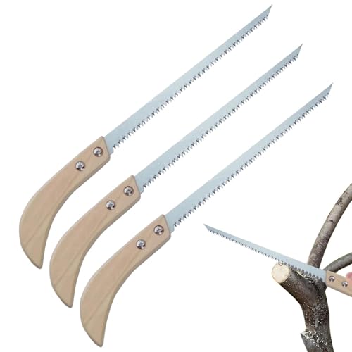 Sierra de mano portátil para exteriores,Sierra de mano con hoja de dientes escalonados de biseles de 3 piezas | de pequeña y estable, herramientas manuales de jardinería para acampar, caza
