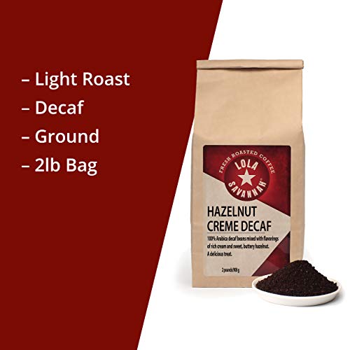 Lola Savannah Hazelnut Crème Ground Coffee - Premium Arabica Beans Flavored With The Sweet Buttery Essence Of Hazelnuts, Decaf, 2Lb Bag #TOP6