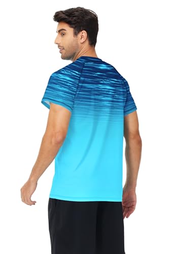 Image of AOBUTE Mens Swim Shirts Short Sleeve UPF 50+ Sun Shirt Quick Dry Rash Guard Fishing Swimming Shirt
